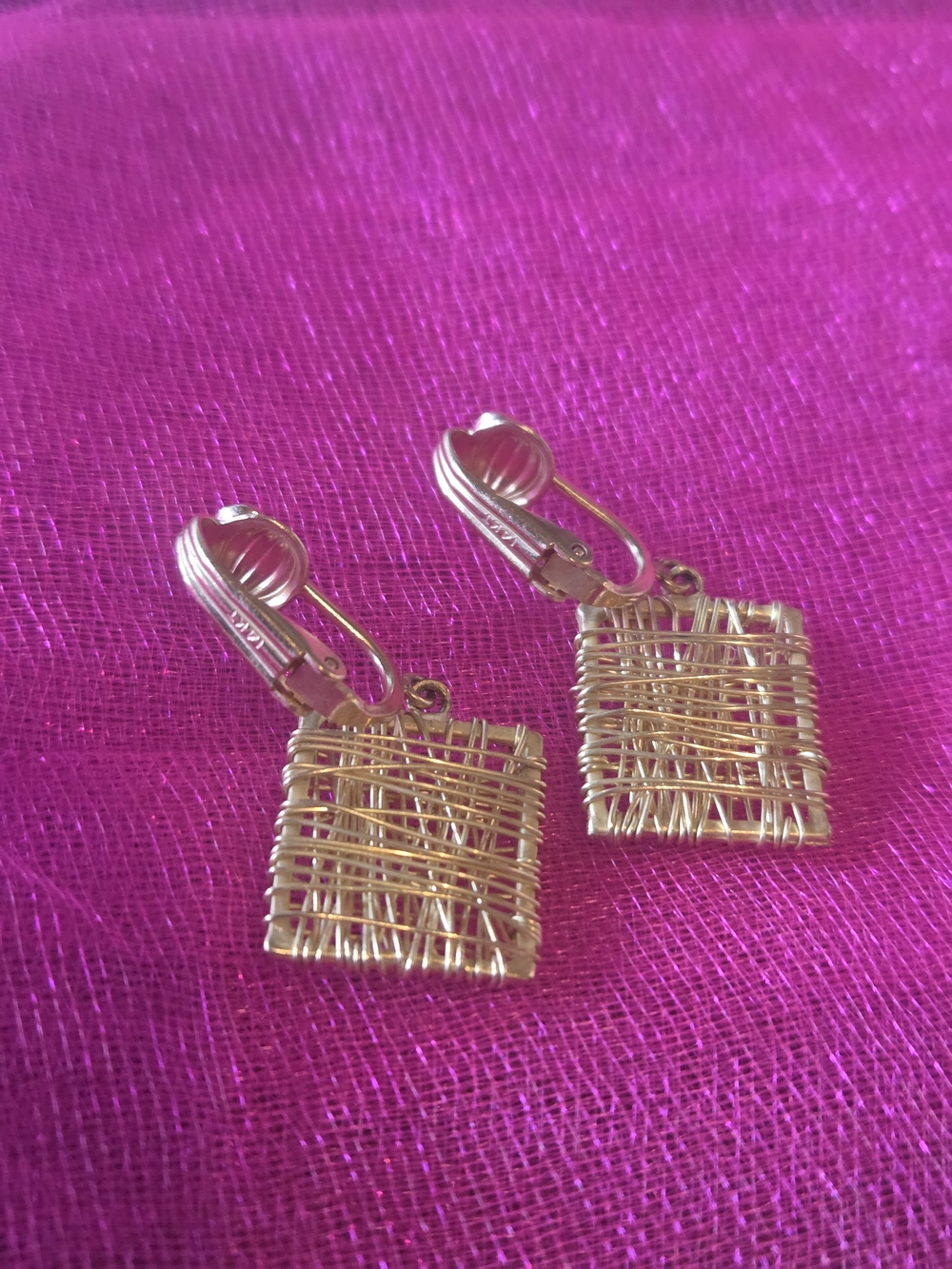 14k Gold Wire Weave Clip-On Earrings